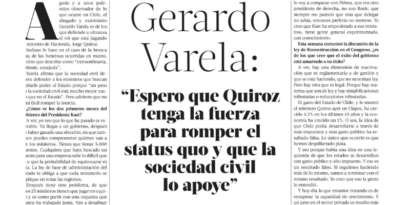 Gerardo Varela: «Espero que Quiroz tenga la fuerza para romper el status quo y que la sociedad civil lo apoye»